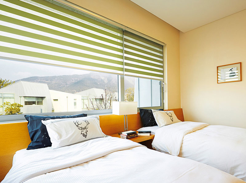 Luxdezine Window Blinds Combi Shades Bedroom Side Far