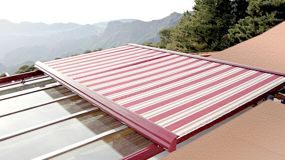 Luxdezine Sky Awning Outdoor White Red Glass Roof