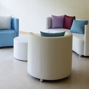 Luxdezine White Blue Round Sofa Table