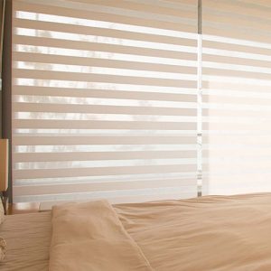 Luxdezine Window Blinds Combi Shades Bedroom White Close Half
