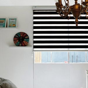 Luxdezine Window Blinds Combi Shades Black Bedroom Half Closed